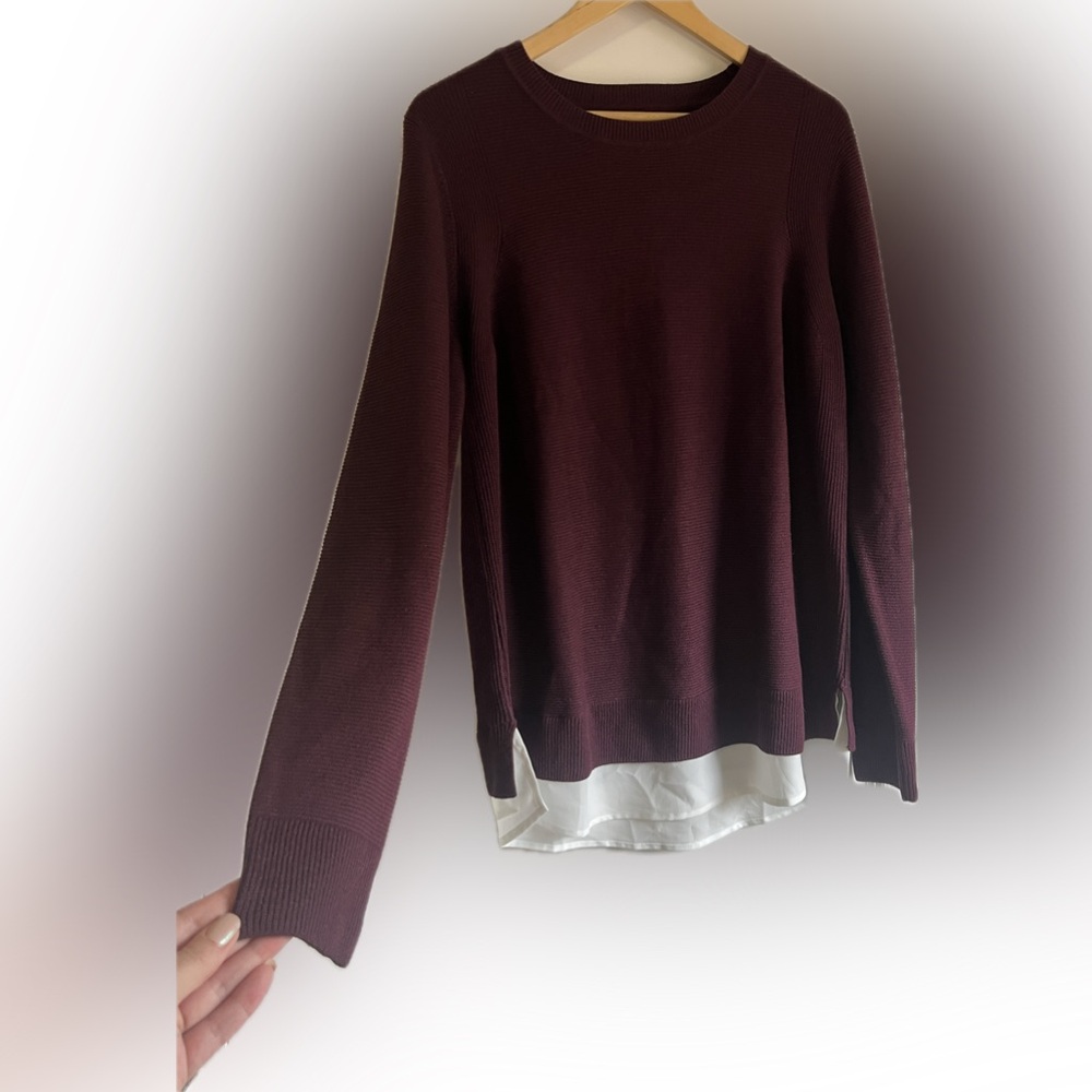 Hilary Radley Maroon Sweater w/ Shirt Tail